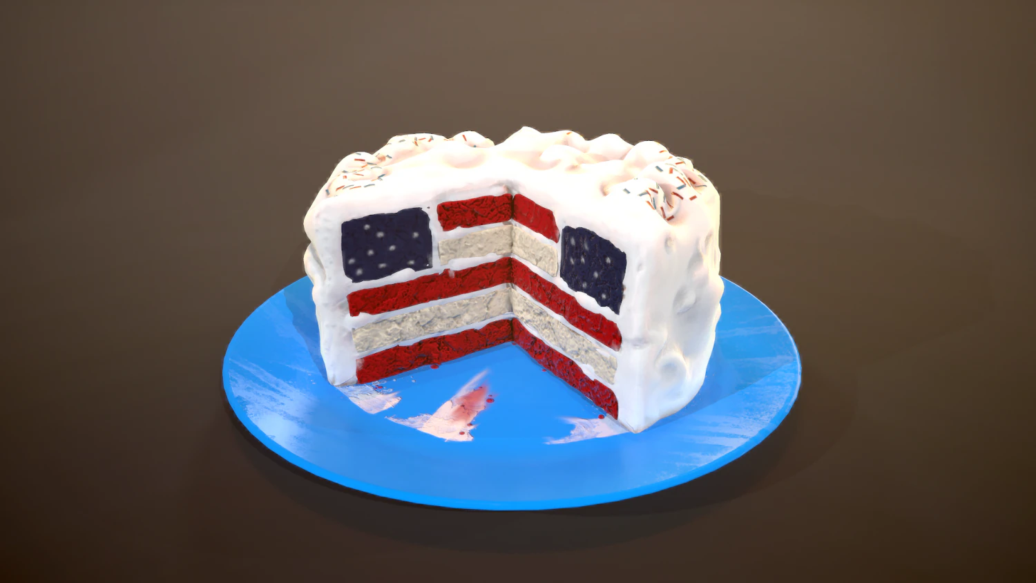 american national cake 3D Model .c4d .max .obj .3ds .fbx .stl .blend