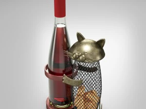 猫の付いたワインホルダー 3Dモデル