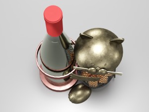 wine holder with cat 3D Model