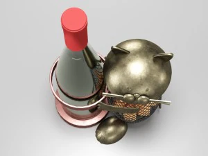 wine holder with cat 3D Model