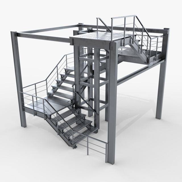 modular industrial staircase Modelo 3D .c4d .max .obj .3ds .fbx .stl .blend 