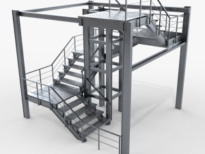 modular industrial staircase Model 3D