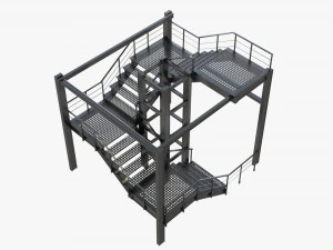modular industrial staircase 3D Model