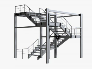 modular industrial staircase 3D Model