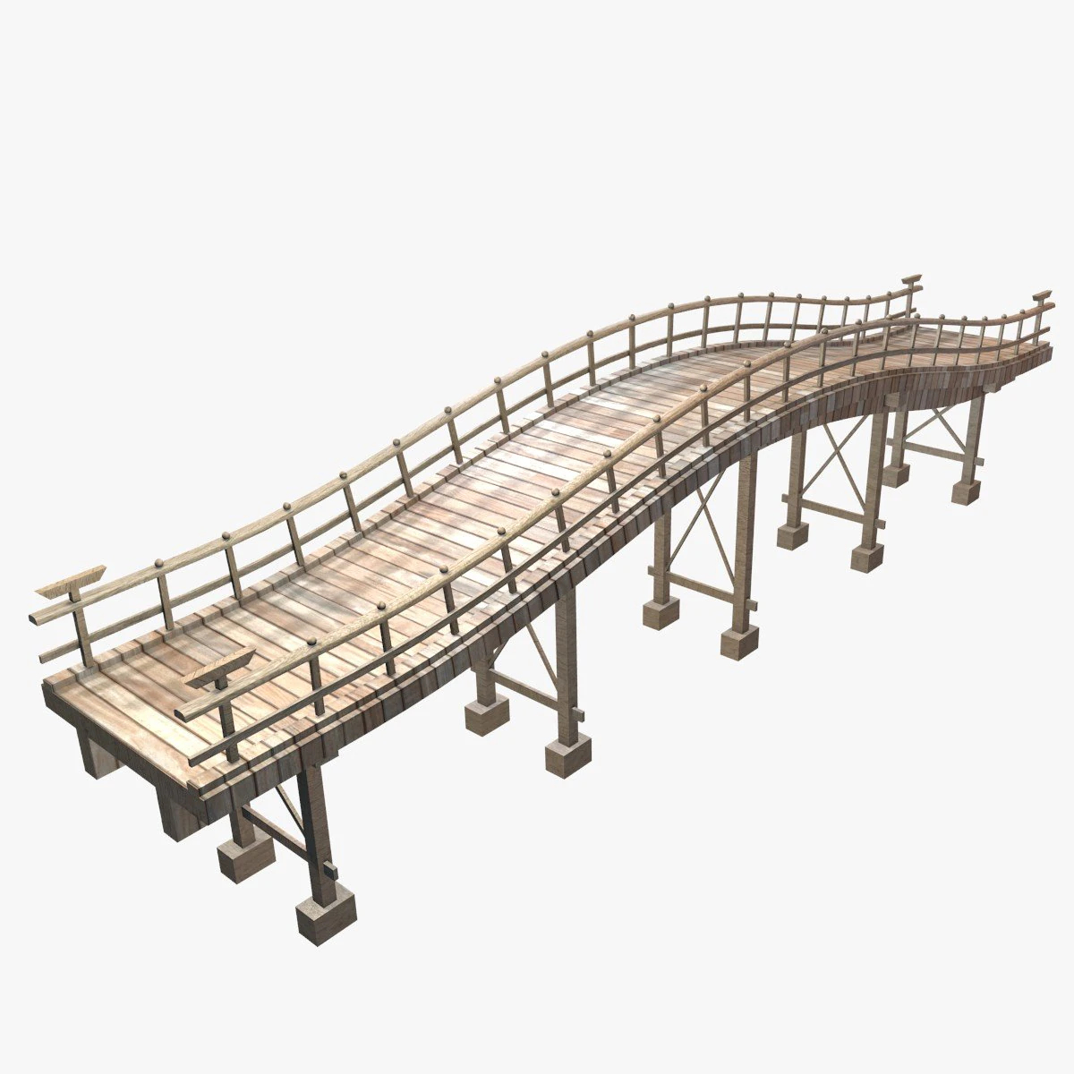 wooden bridge 3D Model .c4d .max .obj .3ds .fbx .stl .blend 