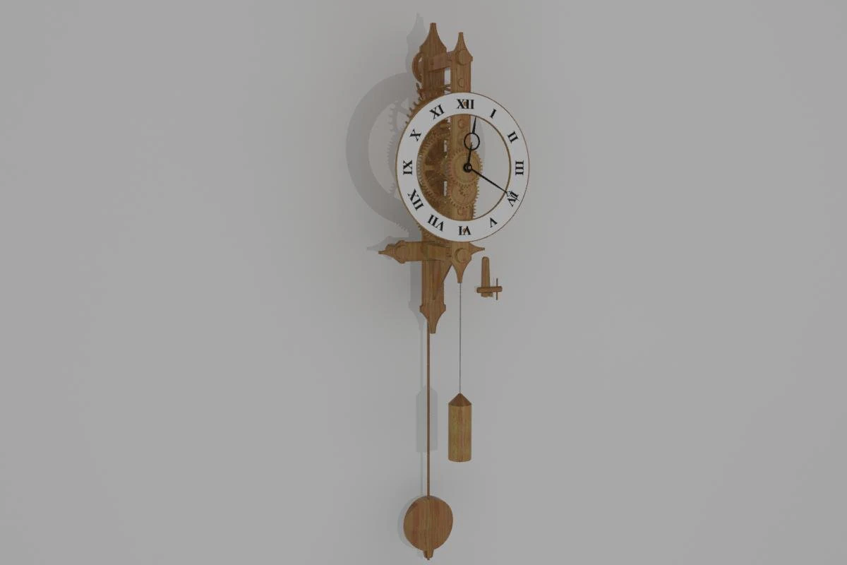 wooden clock 3D Model .c4d .max .obj .3ds .fbx .stl .blend 