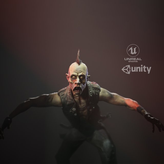 zombie punk biker 3D Модель .c4d .max .obj .3ds .fbx .stl .blend 
