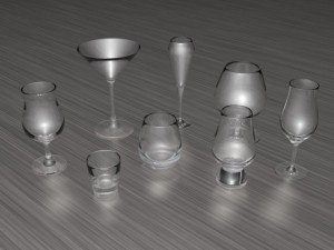 wineglasses complect 3Dモデル