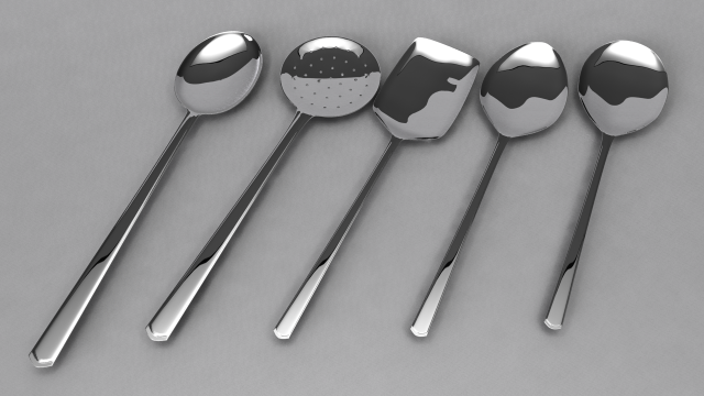 cooking spoon set 3D 模型 .c4d .max .obj .3ds .fbx .stl .blend 