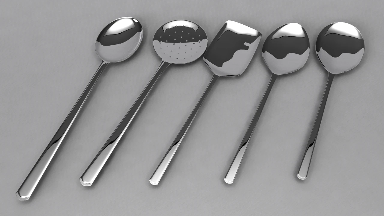 cooking spoon set 3D Model .c4d .max .obj .3ds .fbx .stl .blend 
