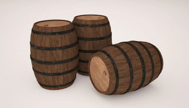 wooden barrel 3D Model .c4d .max .obj .3ds .fbx .stl .blend