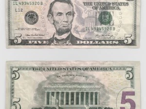 5 dollars bill 3D Model