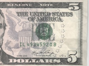5 dollars bill 3D Модель