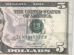 5 dollars bill 3D Model
