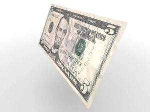 5 dollars bill 3D Model
