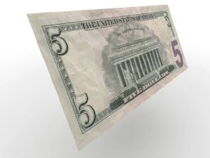 5 dollars bill 3D Model