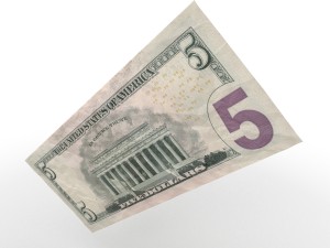 5 dollars bill 3D Модель