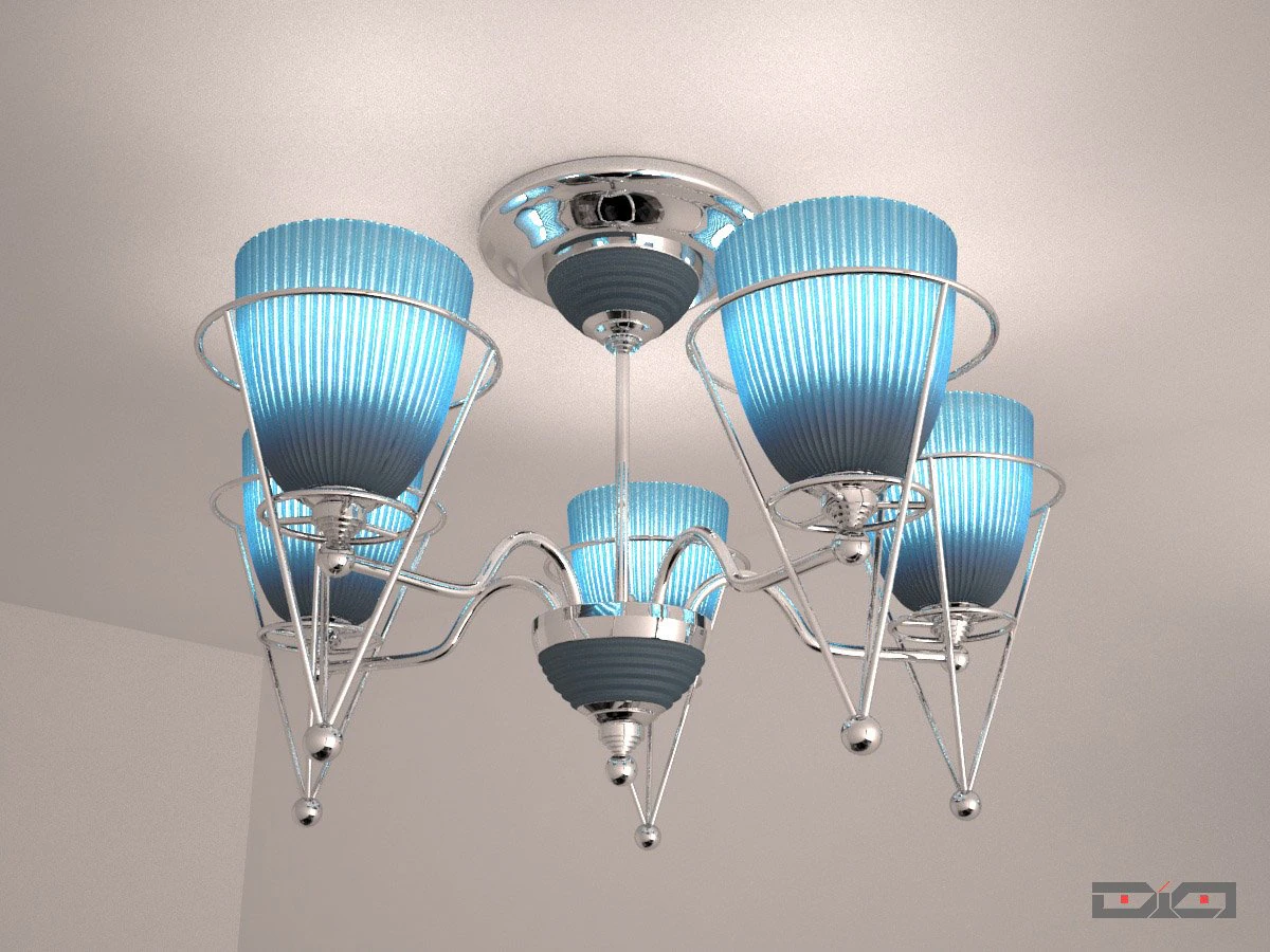 chandelier chrome with sconce 3D Model .c4d .max .obj .3ds .fbx .stl .blend