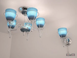 chandelier chrome with sconce 3D Model