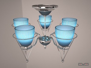 chandelier chrome with sconce 3D Модель