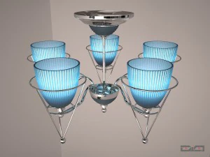 chandelier chrome with sconce 3D Model