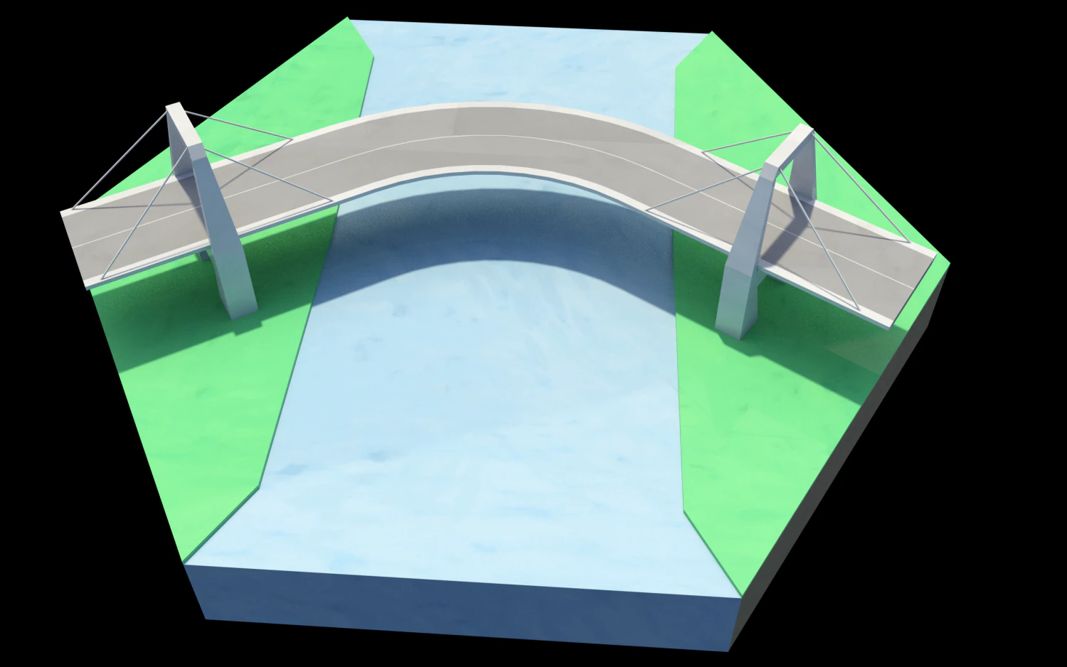 Road bridge exagonal plan 3D Model .c4d .max .obj .3ds .fbx .stl .blend 