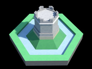 Castle Tower Hexagonal Plan 3D Model