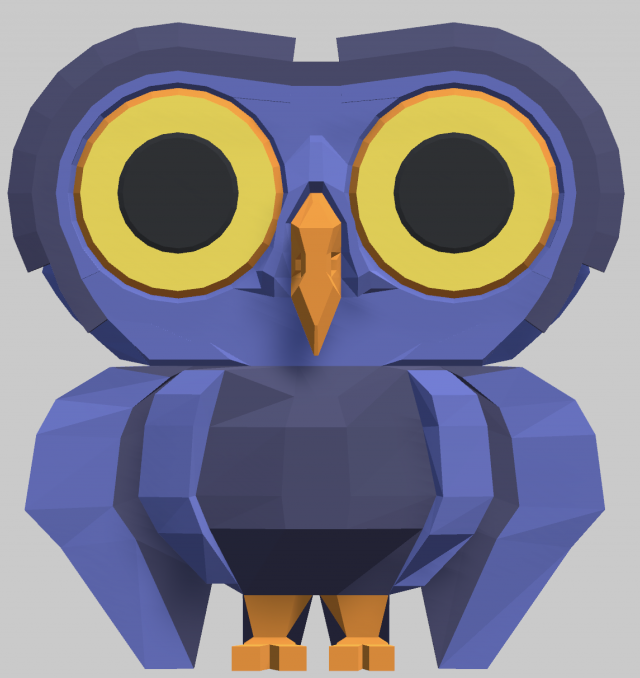 Low poly stylized Blue owl 3D Print Model .c4d .max .obj .3ds .fbx .stl .blend 