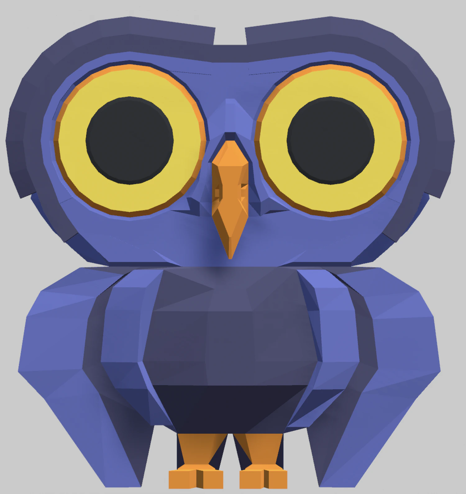 Low poly stylized Blue owl 3D Print Model .c4d .max .obj .3ds .fbx .stl .blend 
