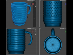 US Mug with handle and raised American flag 3D Print Model