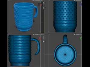 Amerikaanse mok met handvat en opgeheven Amerikaanse vlag 3D printmodel