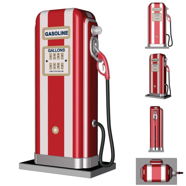 old pump for gasoline 3D Model .c4d .max .obj .3ds .fbx .stl .blend 