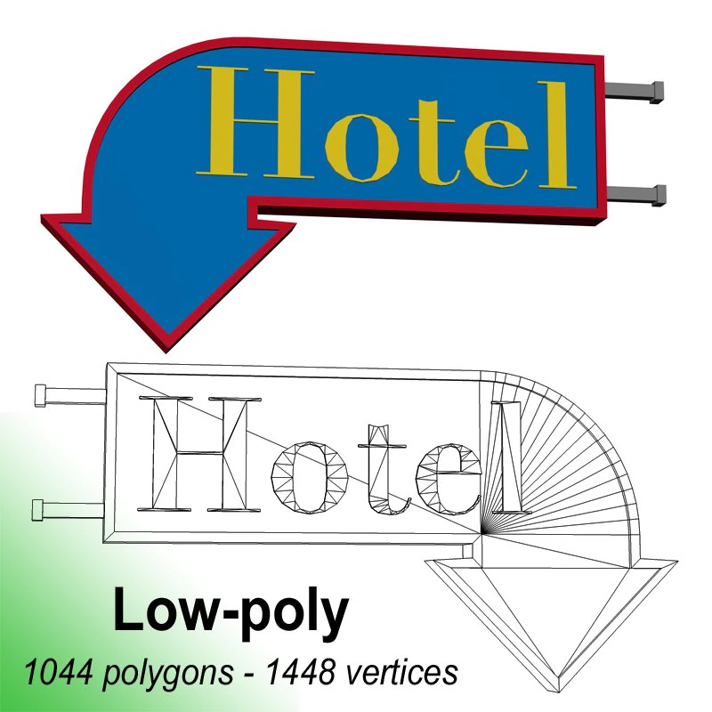 sign hotel arrow 3D Model .c4d .max .obj .3ds .fbx .stl .blend 