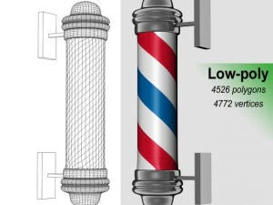 kolom mengajarkan tukang cukur Model 3D