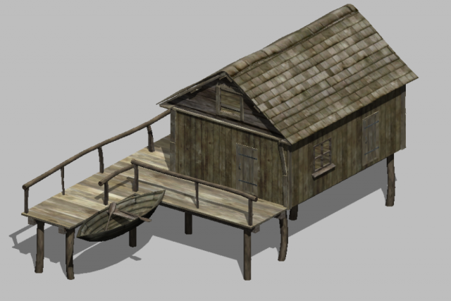 fisherman house 3D Model .c4d .max .obj .3ds .fbx .stl .blend 