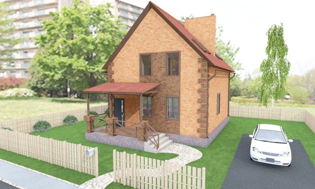 small house with attic Modèle 3D .c4d .max .obj .3ds .fbx .stl .blend 