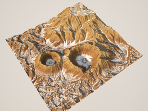 high poly 3d crater mountain and texture Model 3D