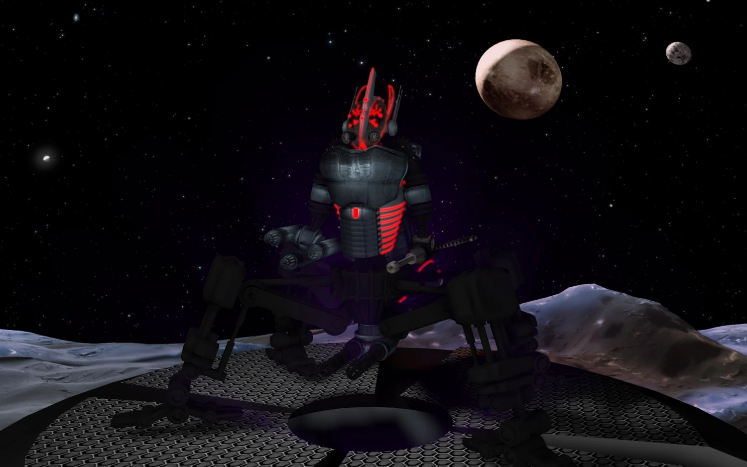 robot spider in the planet 3D Model .c4d .max .obj .3ds .fbx .stl .blend