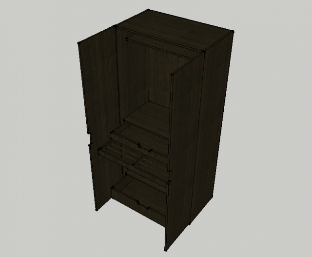 wooden wardrobe 3D Model .c4d .max .obj .3ds .fbx .stl .blend 
