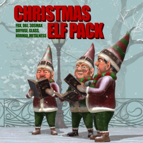 christmas elf pack 3D 모델 .c4d .max .obj .3ds .fbx .stl .blend 