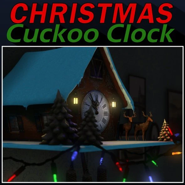 christmas cuckoo clock 3D Model .c4d .max .obj .3ds .fbx .stl .blend