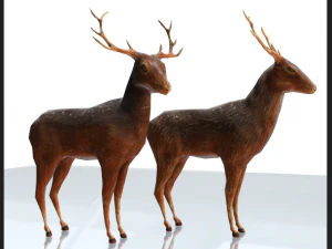 wood carved deers 3D Model