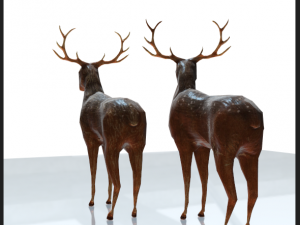 wood carved deers 3D 모델