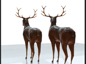 wood carved deers 3D Model