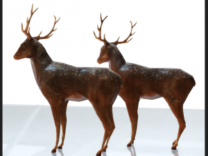 wood carved deers 3D 모델