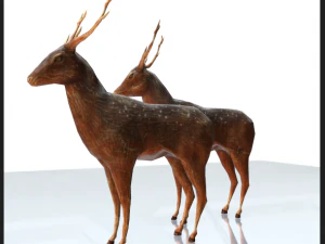 wood carved deers 3D Model