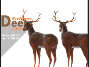 wood carved deers 3D Model