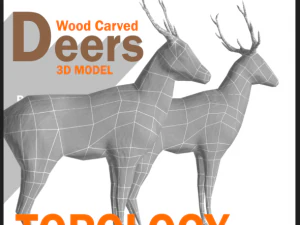 wood carved deers 3D Model