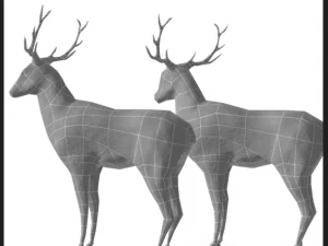 wood carved deers 3D Model