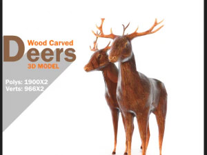 wood carved deers 3D Model